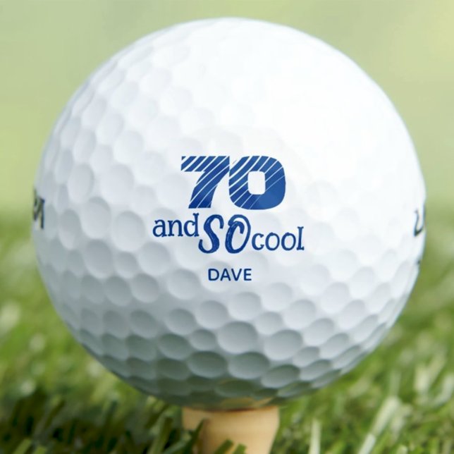 Awesome 70th birthday cool blue custom golf balls (Creator Uploaded)