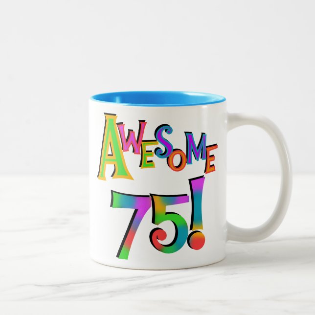 Awesome 75 Birthday T-shirts and Gifts Two-Tone Coffee Mug (Right)