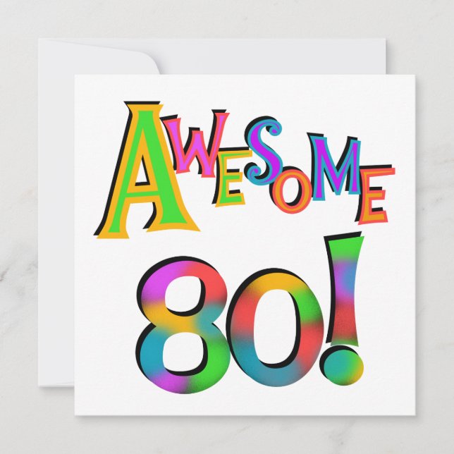 Awesome 80 Birthday T-shirts and Gifts Card (Front)