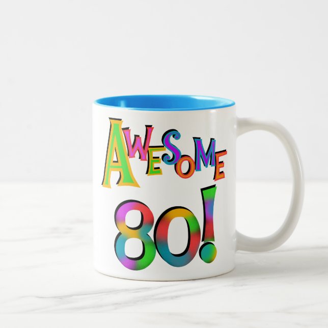 Awesome 80 Birthday T-shirts and Gifts Two-Tone Coffee Mug (Right)