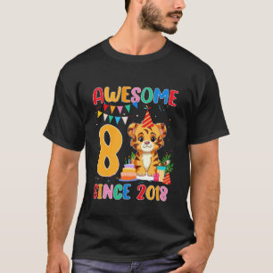 Awesome 8 Years Old Since 2018 Tiger Birthday Part T-Shirt