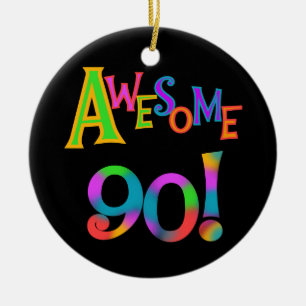 Awesome 90 Birthday T-shirts and Gifs Ceramic Tree Decoration