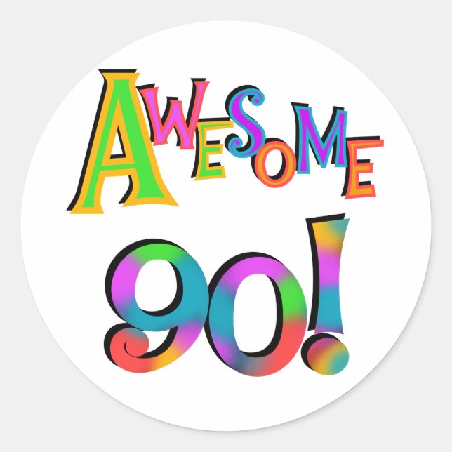 Awesome 90 Birthday T-shirts and Gifs Classic Round Sticker (Front)