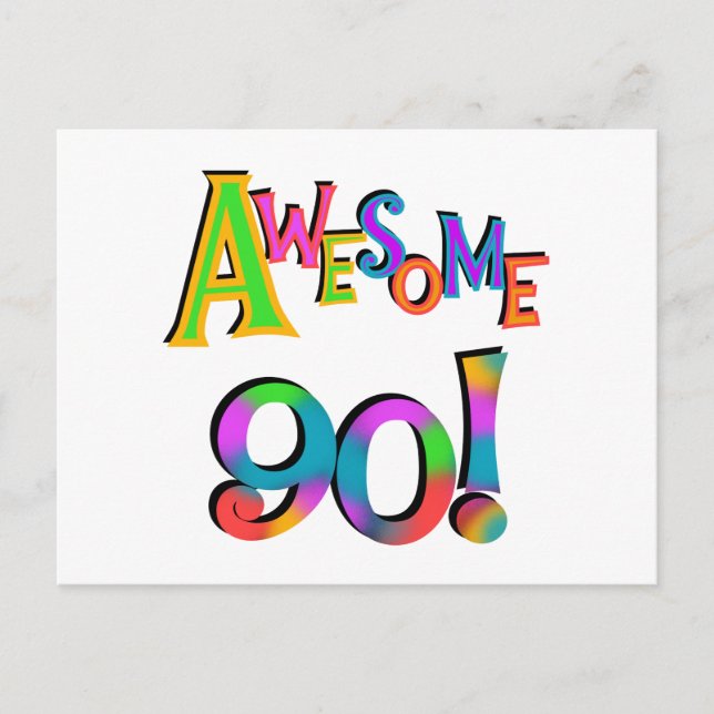 Awesome 90 Birthday T-shirts and Gifs Postcard (Front)