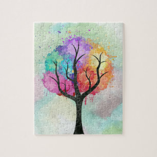 Awesome abstract pastel colours oil paint tree jigsaw puzzle