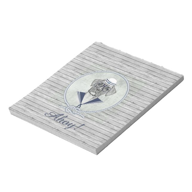 Awesome  adorable funny sailor ahoy boxer dog notepad (Rotated)