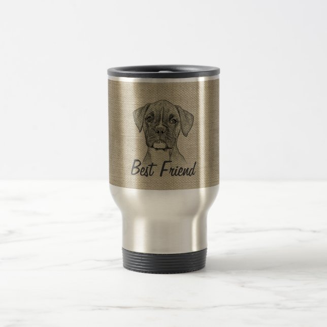 Awesome  adorable funny trendy boxer puppy dog travel mug (Center)