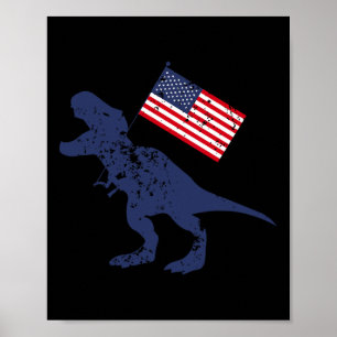 Awesome America American Dino Flag July 4th Usa Di Poster