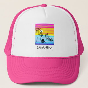 Awesome and Colourful Tropical Sunset Sailing Trucker Hat