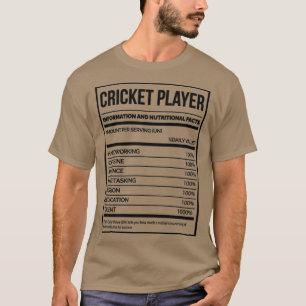 Awesome And Funny Nutrition Label Cricket Crickete T-Shirt