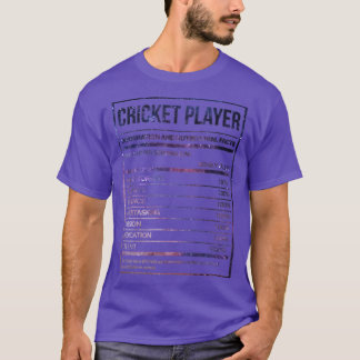 Awesome And Funny Nutrition Label Cricket Crickete T-Shirt