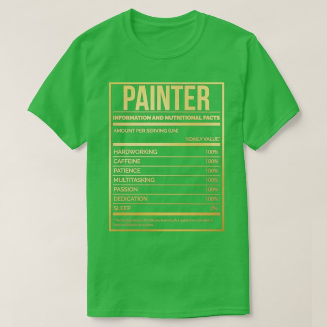 Awesome And Funny Nutrition Label Paint Painting P T-Shirt (Design Front)