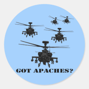 Awesome Apache helicopter Classic Round Sticker