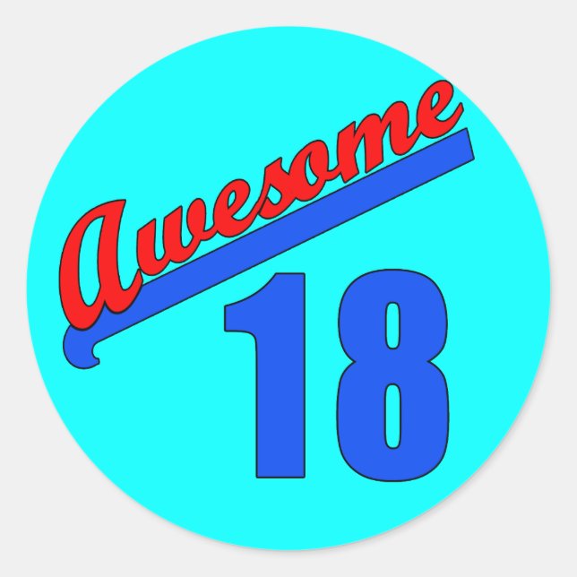 Awesome at 18 Years Old 18th Birthday Classic Round Sticker (Front)
