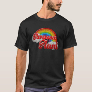Awesome Aunt Rainbow Colorful Clouds Family T-Shirt