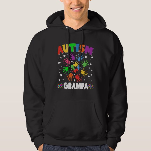 Awesome Autism Grampa Raising Awareness Family Mat Hoodie (Front)