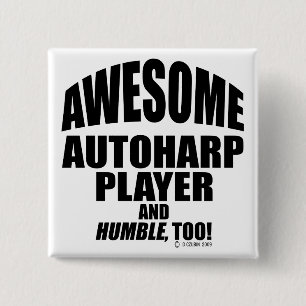 Awesome Autoharp Player 15 Cm Square Badge