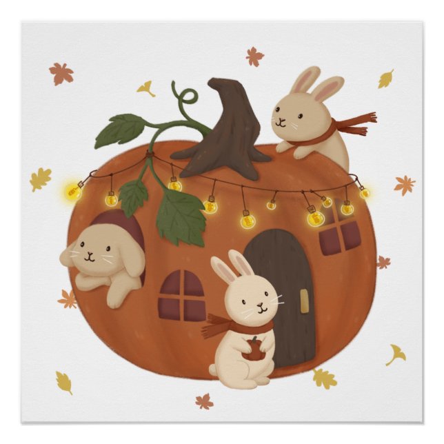 Awesome Autumn: Bunny & Pumpkin Poster (Front)