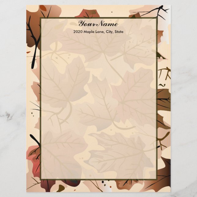 Awesome Autumn Leaves Letterhead Stationary (Front)