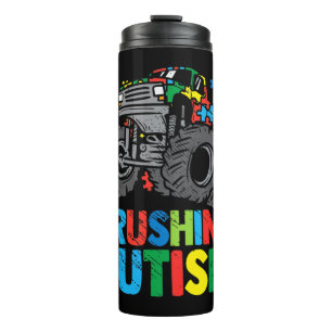 Awesome awareness Monster Truck Crushing Austim Sh Thermal Tumbler