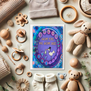 Awesome Babies Cute Funny Purple Stork Card