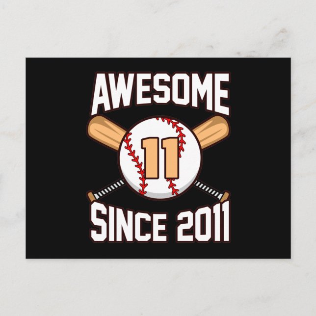 Awesome Baseball Player 11th Birthday Sports Lover Invitation Postcard (Front)