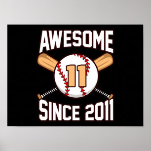 Awesome Baseball Player 11th Birthday Sports Lover Poster