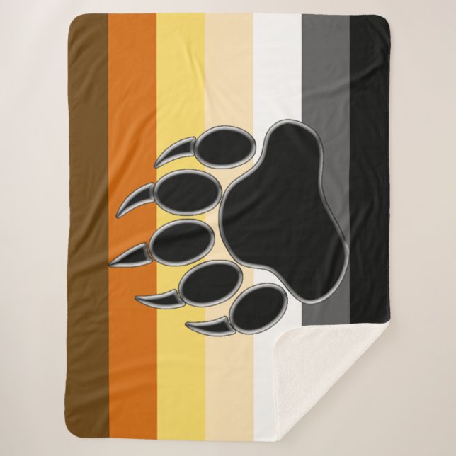 Awesome Bear Pride Flag Bear Paw Sherpa Blanket (Front)
