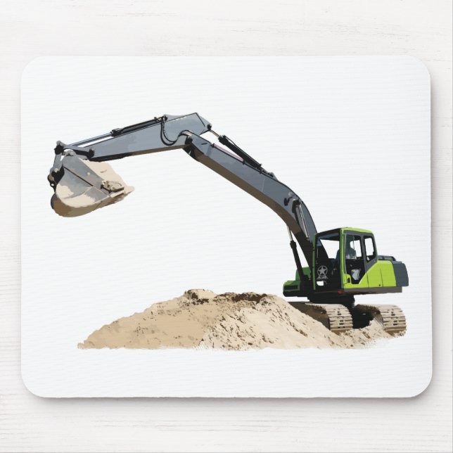 Awesome Big Green Construction Excavator #4 Mouse Mat (Front)