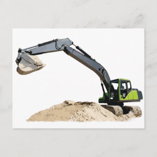 Awesome Big Green Construction Excavator #4 Postcard
