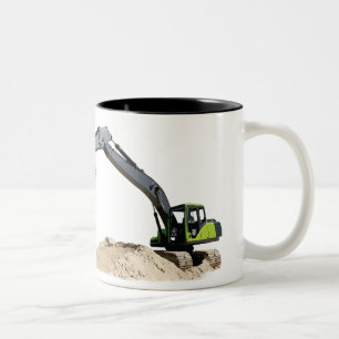 Awesome Big Green Construction Excavator #4 Two-Tone Coffee Mug
