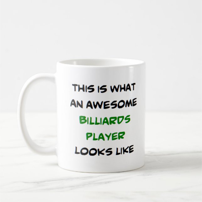 awesome billiards player coffee mug (Left)