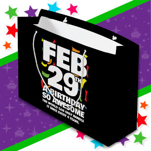 Awesome Birthday 2024 Leap Day Leap Year Feb 29th Large Gift Bag