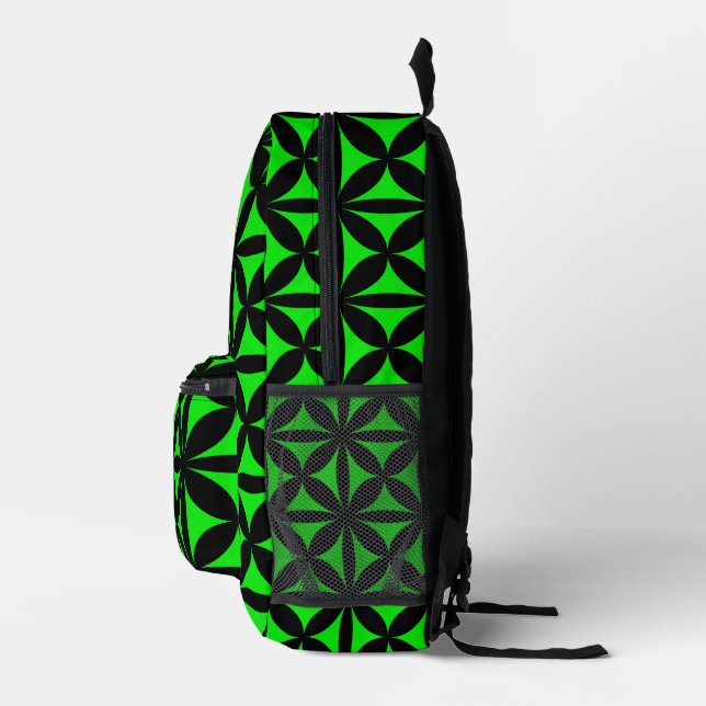 Awesome Black and Green Modern / Retro Print  Printed Backpack (Right)