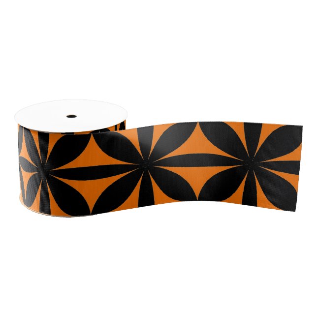 Awesome Black and Orange Modern / Retro Print  Grosgrain Ribbon (Spool)