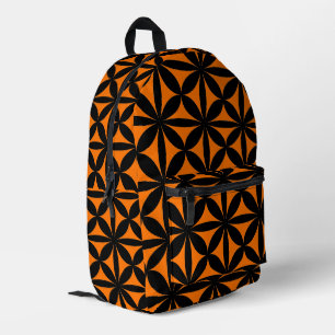 Awesome Black and Orange Modern / Retro Print Printed Backpack
