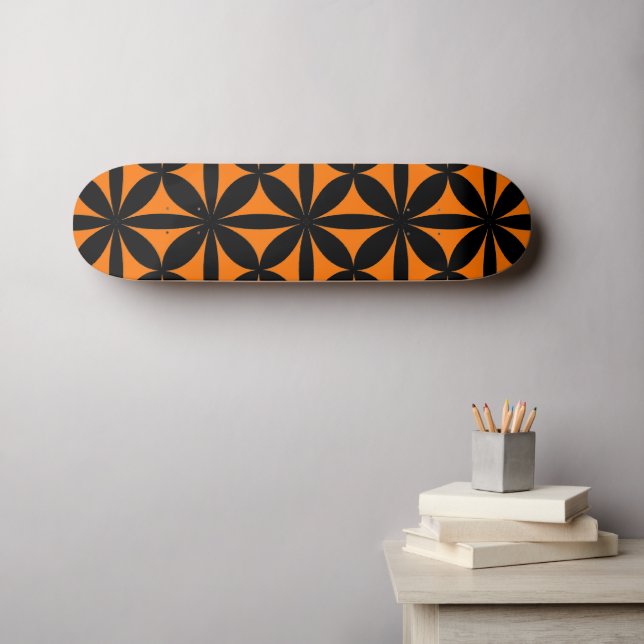 Awesome Black and Orange Modern / Retro Print  Skateboard (Wall Art (Horz))