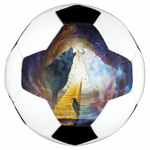 Awesome black and white wolf football