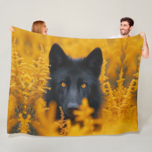 Awesome Black Dog with Stunning Gold Eyes Fleece Blanket