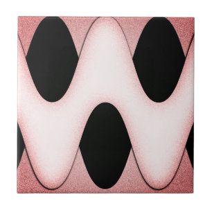 Awesome Black with Pink Waves Tile