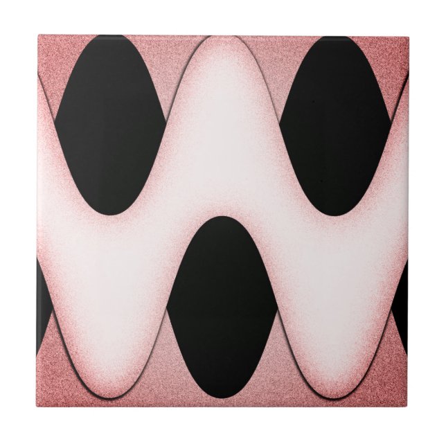 Awesome Black with Pink Waves Tile (Front)