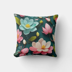 Awesome blossoming flower and leaves cushion