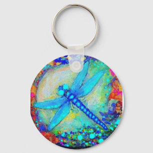Awesome Blue Dragonfly by Sharles Key Ring