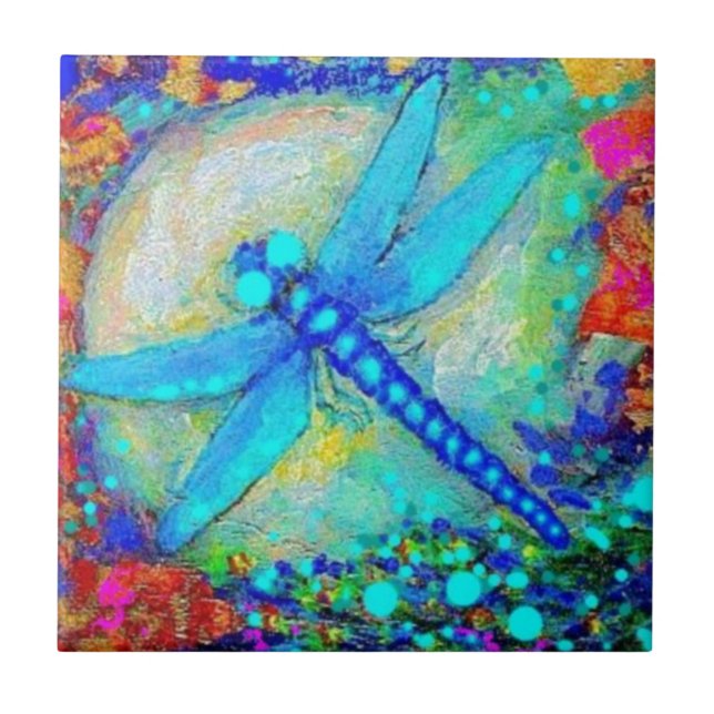 Awesome Blue Dragonfly by Sharles Tile (Front)