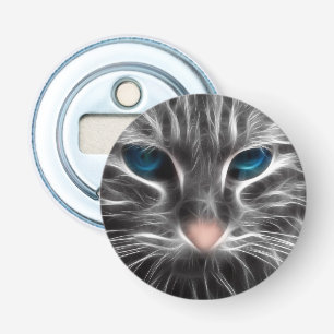 Awesome Blue Eyed Cat Face Bottle Opener