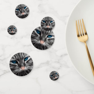Awesome Blue Eyed Cat Face Confetti