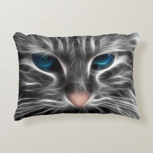 Awesome Blue Eyed Cat Face Decorative Cushion