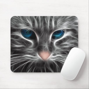 Awesome Blue Eyed Cat Face Mouse Mat