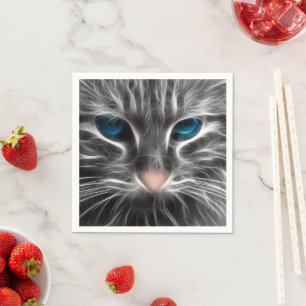 Awesome Blue Eyed Cat Face Napkin