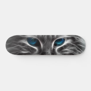 Awesome Blue Eyed Cat Face Skateboard
